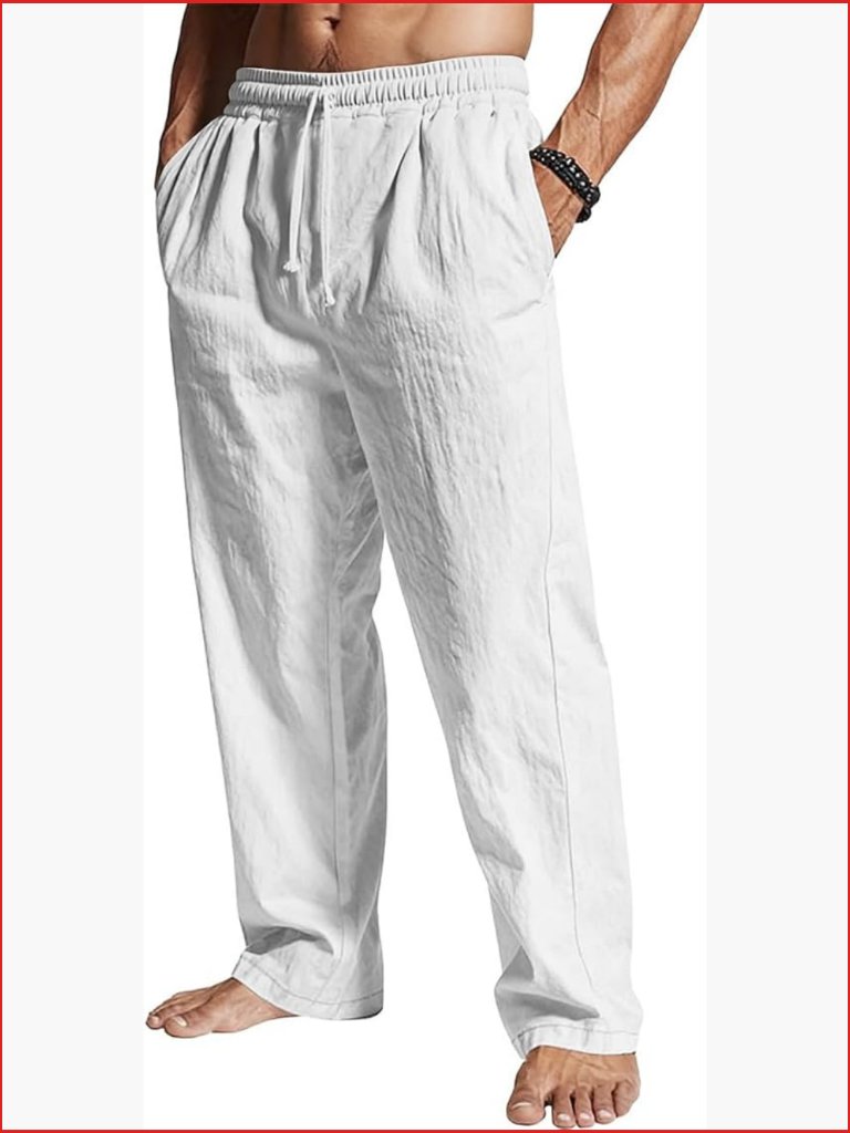 Casual Linen Pants Loose Fit Drawstring Waist Lightweight Summer Yoga Beach